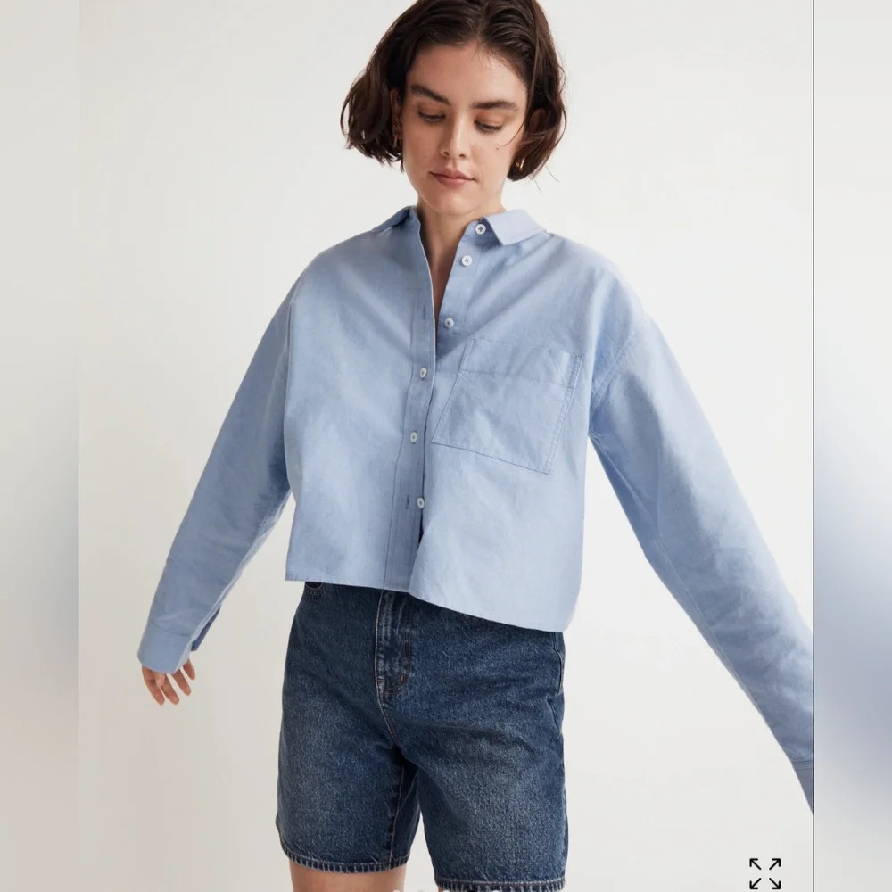 Madewell The Signature Oxford Crop Shirt
